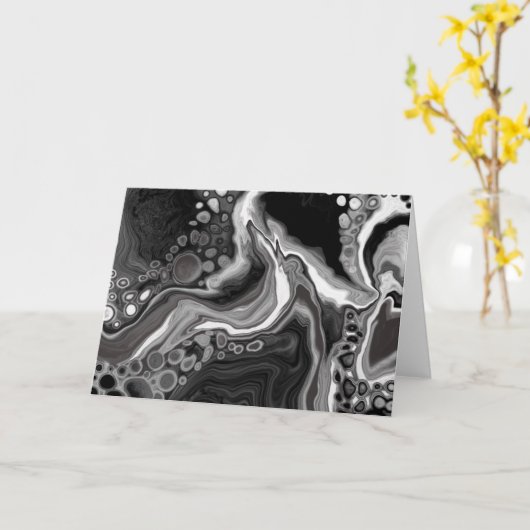Digital Fluid Art Blank aus schwarzem und weißem M Karte (Gelbe Blume)