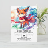 Digital Fox Birthday Einladung (Stehend Vorderseite)