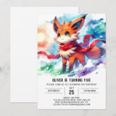 Digital Fox Birthday Einladung (Vorne/Hinten)