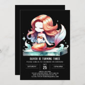 Digital Fun Mermaid Birthday Einladung (Vorne/Hinten)