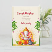 Digital Ganpati lädt Ganesh poja Einladungen ein (Stehend Vorderseite)