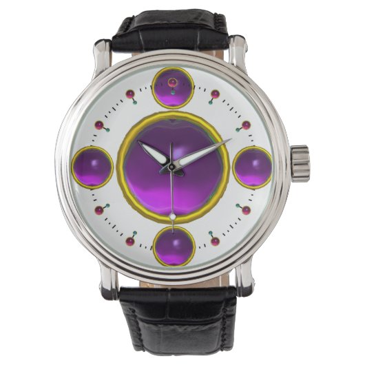 DIGITAL GEM STONE gold lila amethist Armbanduhr (Vorderseite)