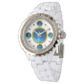 DIGITAL GEM STONE Goldblauer Saphir Armbanduhr (Schrägansicht)