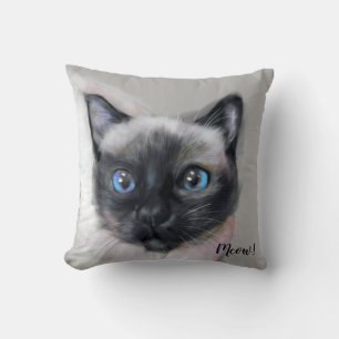 Digital gemalte Katze. Meau! Kissen