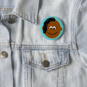 Digital Girl Face Ponytail Dunkle Hautfarbe Button (Beispiel)