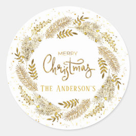 Digital Gold Foil Frohe Weihnachten Custom Runder Aufkleber