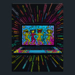Digital Graffiti: Pop Art Laptop Poster<br><div class="desc">Celebrate the intersect of tech culture and street art with Digital Graffiti , a vibrant pop art design featuring a laptop covered in Keith Haring-style neon graffiti. Cartoonish figures across the screen, morphing into tribal patterns and pixelated shapes. Electric Blue, bright pink, and lime green dominate the vorlage, while thick...</div>