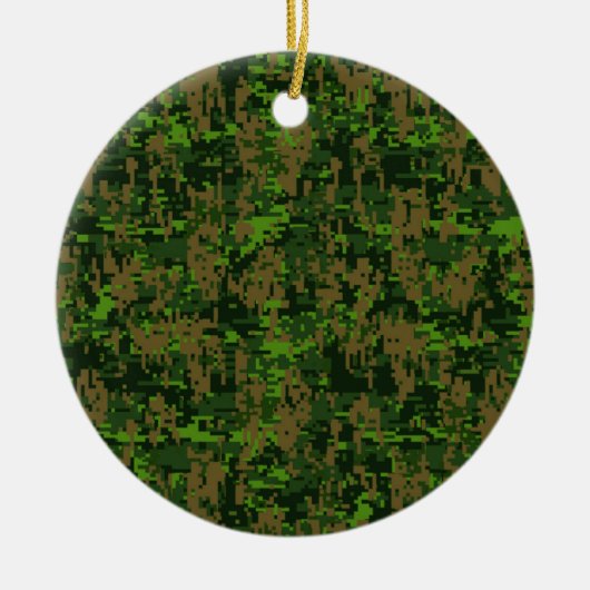Digital Green Camouflage Accent im Holzlandstil Keramik Ornament (Vorne)