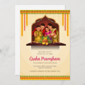 Digital Gruhapravesam lädt indische Haushaltswärmu Einladung (Vorne/Hinten)