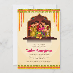 Digital Gruhapravesam lädt indische Haushaltswärmu Einladung