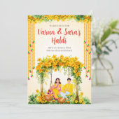 Digital Haldi Einladungen Pithi lädt ein (Stehend Vorderseite)