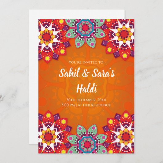 Digital Haldi Einladungen & Wedding Haldi Einladun (Vorne/Hinten)