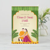 Digital Haldi lädt & Digital Haldi Einladungen ein (Stehend Vorderseite)