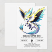 Digital Happy Dragon Birthday Einladung (Vorne/Hinten)