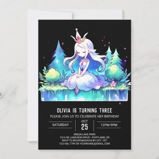 Digital Happy Princess Birthday Einladung (Vorderseite)