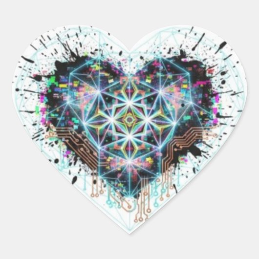 Digital Heart Sacred Geometry Heart Design  Herz-Aufkleber (Vorderseite)