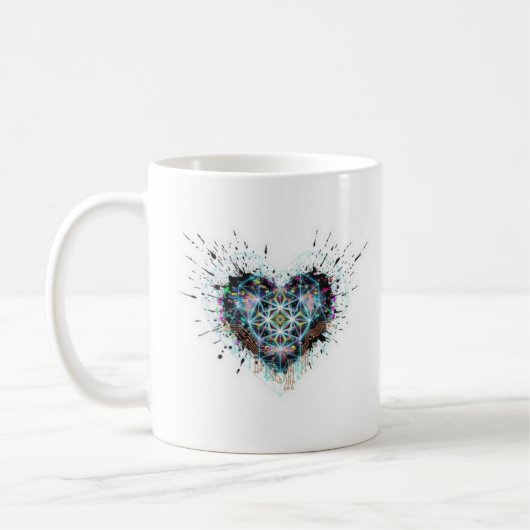 Digital Heart Sacred Geometry Heart Design Kaffeetasse (Links)