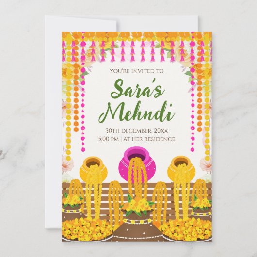 Digital Henna Party Einladungen & Haldi laden (Vorderseite)