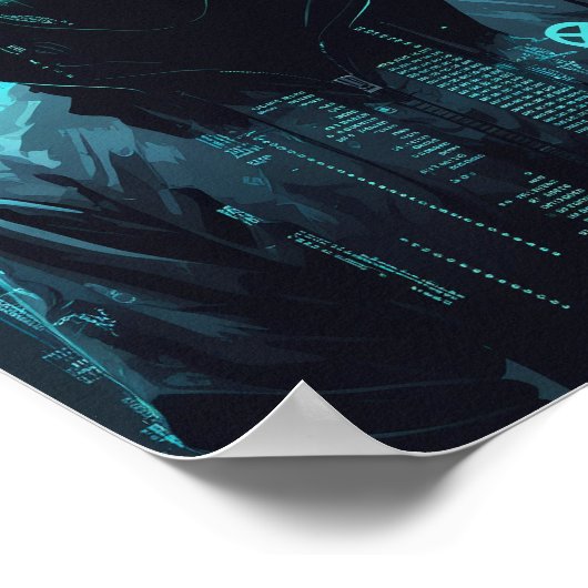 Digital Hooded Hacker Poster (Ecke)