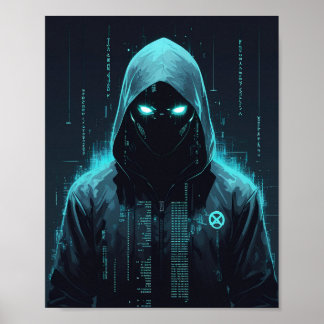 Digital Hooded Hacker Poster
