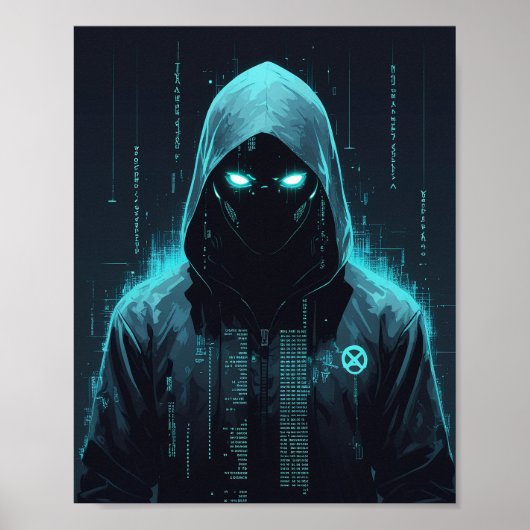 Digital Hooded Hacker Poster (Vorne)
