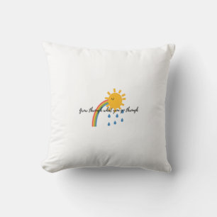 Digital Illustration of Smiling Sun with Rainbow Kissen