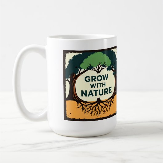 Digital Illustration of Stylized Tree with Roots a Kaffeetasse (Links)