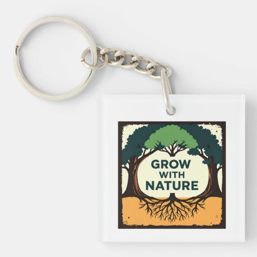 Digital Illustration of Stylized Tree with Roots a Schlüsselanhänger (Vorderseite)