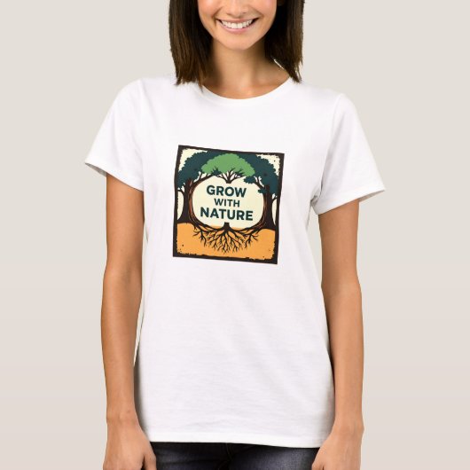 Digital Illustration of Stylized Tree with Roots a T-Shirt (Vorderseite)