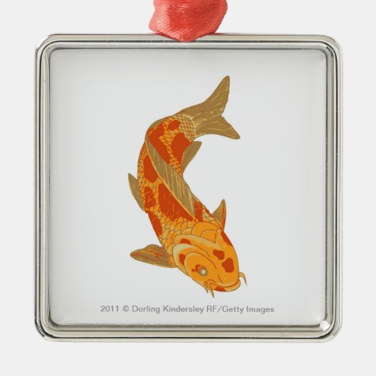 Digital-Illustration von Koi Karpfen Silbernes Ornament (Vorne)