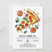 Digital Kids Pizza Geburtstag Einladung (Vorderseite)