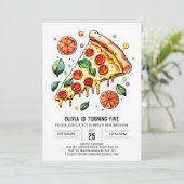 Digital Kids Pizza Geburtstag Einladung (Stehend Vorderseite)