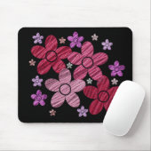 Digital-Kunst-Blumenexplosion auf schwarzem Mousepad (Mit Mouse)