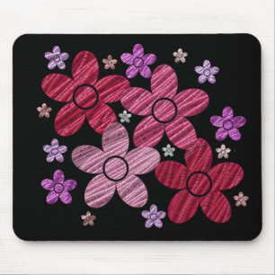 Digital-Kunst-Blumenexplosion auf schwarzem Mousepad