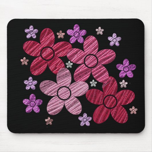 Digital-Kunst-Blumenexplosion auf schwarzem Mousepad (Vorne)