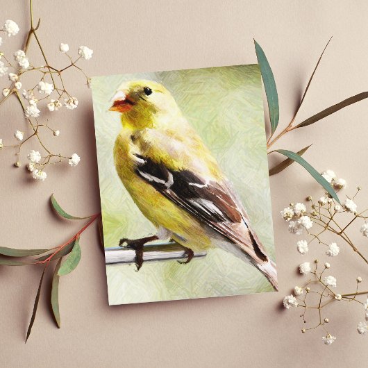 Digital lackierte Gold Finch am Vogelzug Postkarte