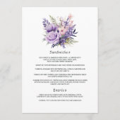 Digital Lavender Floral Wedding Menükarte (Rückseite)