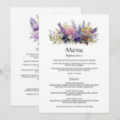 Digital Lavender Floral Wedding Menükarte (Vorne/Hinten)