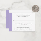 Digital Lavender Lila Wedding Mini RSVP Card Mitteilungskarte (Vorderseite/Rückseite Beispiel)