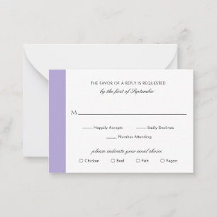 Digital Lavender Lila Wedding Mini RSVP Card Mitteilungskarte