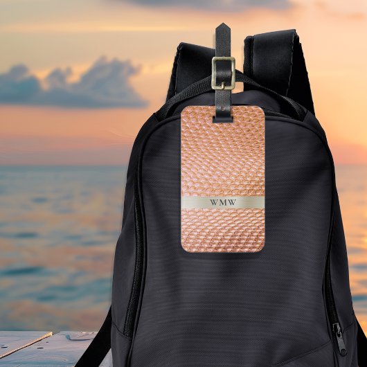 Digital Leather Metal Monogram aus Kupfer Snakeski Gepäckanhänger