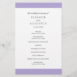 Digital-lila-lila-Hochzeitsprogramm zum günstigen Flyer