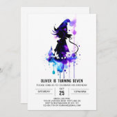 Digital Little Wizard Magical Birthday Einladung (Vorne/Hinten)