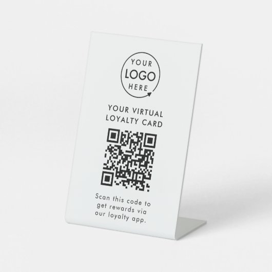 Digital Loyalty Rewards App QR Code Business-Logo Sockelschild (Vorderseite)