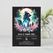 Digital Magical Wolf Birthday Einladung (Stehend Vorderseite)