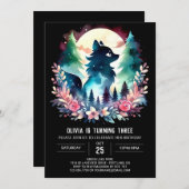 Digital Magical Wolf Birthday Einladung (Vorne/Hinten)