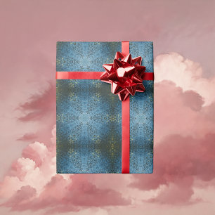 Digital Mandala Blau und Gelb Geschenkpapier