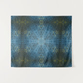 Digital Mandala Blau und Gelb Wandteppich (Vorderseite (Horizontal))
