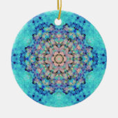Digital Mandala Blau und Rosa Keramik Ornament (Vorne)
