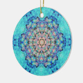 Digital Mandala Blau und Rosa Keramik Ornament (Links)